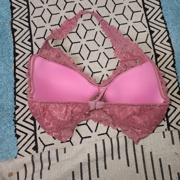 VICTORIA'S SECRET PINK DUSTY ROSE LACE HALTER BRALETTE, SIZE SMALL D-DD … - Picture 3 of 9